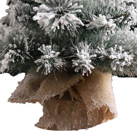 17.7in Artificial Mini Xmas Tree Snow Flocked Artificial Pine Xmas Tree for Home Office Party Shop Indoor Outdoor Decoration