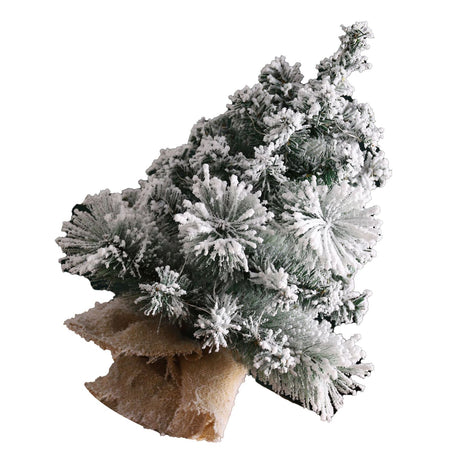 17.7in Artificial Mini Xmas Tree Snow Flocked Artificial Pine Xmas Tree for Home Office Party Shop Indoor Outdoor Decoration