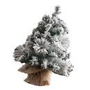 17.7in Artificial Mini Xmas Tree Snow Flocked Artificial Pine Xmas Tree for Home Office Party Shop Indoor Outdoor Decoration