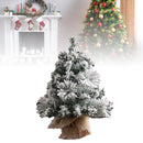 17.7in Artificial Mini Xmas Tree Snow Flocked Artificial Pine Xmas Tree for Home Office Party Shop Indoor Outdoor Decoration