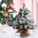 17.7in Artificial Mini Xmas Tree Snow Flocked Artificial Pine Xmas Tree for Home Office Party Shop Indoor Outdoor Decoration