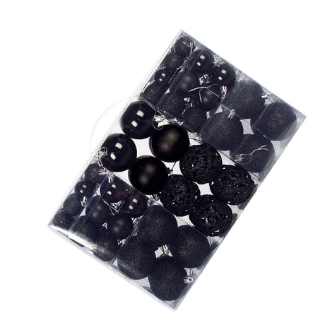 100pcs Xmas Ball Ornaments Xmas Tree Decorations Hanging Balls for Xmas Tree Decorations Holiday Party Wedding Decoration Black