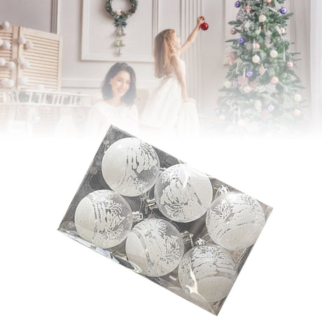 6 Pcs Xmas Ball Ornaments Set Snow Scene Shatterproof Transparent Acrylic Clear Xmas Balls Hanging Decorations for Xmas Tree Wedding Party Holiday