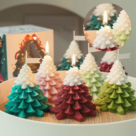 Xmas Tree Shaped Candle Multifunctional Aromatherapy Holiday Decorative Candle for Home and Photography Xmas Red