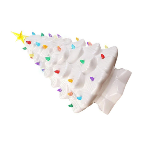 Xmas Tree Decoration Resin Exquisite Xmas Tree Figurine Statue Home Decor Gift 15cm White
