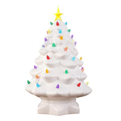 Xmas Tree Decoration Resin Exquisite Xmas Tree Figurine Statue Home Decor Gift 15cm White