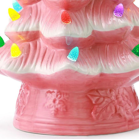 Resin Xmas Tree Exquisite Miniature Xmas Tree Figurines Holiday Decoration for Window Tabletop Yard 11.8 Inch Roseate