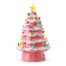 Resin Xmas Tree Exquisite Miniature Xmas Tree Figurines Holiday Decoration for Window Tabletop Yard 11.8 Inch Roseate