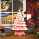 Resin Xmas Tree Exquisite Miniature Xmas Tree Figurines Holiday Decoration for Window Tabletop Yard 11.8 Inch Roseate