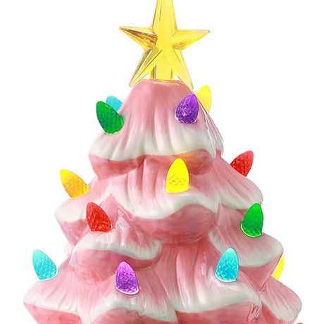 Resin Xmas Tree Exquisite Miniature Xmas Tree Figurines Holiday Decoration for Window Tabletop Yard 11.8 Inch Roseate