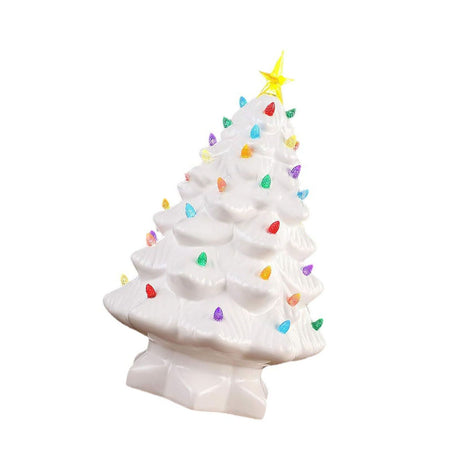 Resin Xmas Tree Exquisite Miniature Xmas Tree Figurines Holiday Decoration for Window Tabletop Yard 11.8 Inch White
