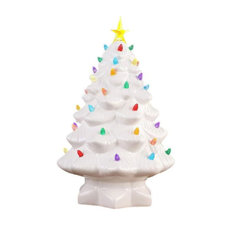 Resin Xmas Tree Exquisite Miniature Xmas Tree Figurines Holiday Decoration for Window Tabletop Yard 11.8 Inch White
