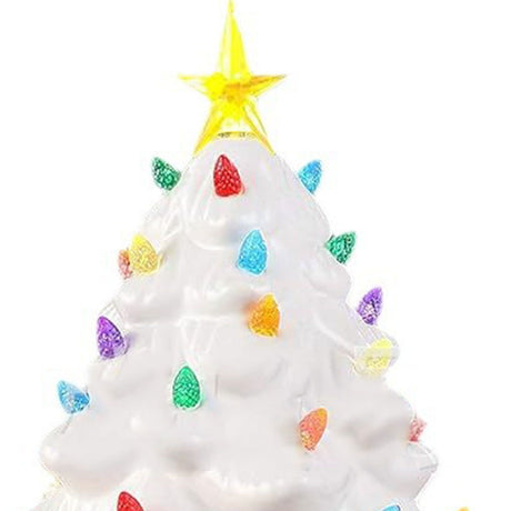 Resin Xmas Tree Exquisite Miniature Xmas Tree Figurines Holiday Decoration for Window Tabletop Yard 11.8 Inch White