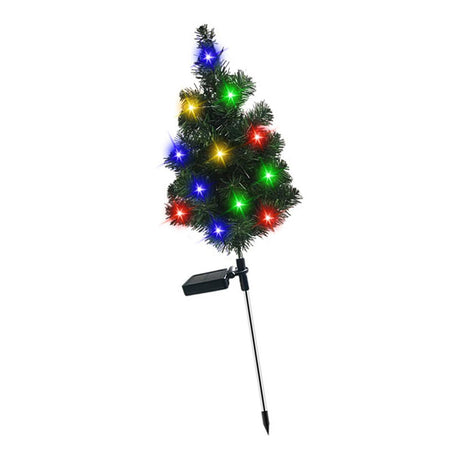 Solar Xmas Tree Stake Light Water Proof Outdoor LED Color Lighted Xmas Tree for Garden Courtyard Landscape