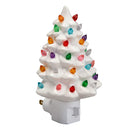 Xmas Tree Night Light Ceramic Decorative Plug in Tree Nightlight Xmas Decor for Bedside Tables Study Rooms Living Rooms White
