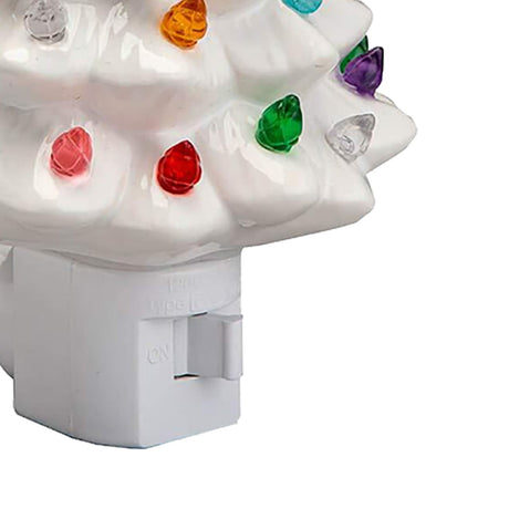 Xmas Tree Night Light Ceramic Decorative Plug in Tree Nightlight Xmas Decor for Bedside Tables Study Rooms Living Rooms White