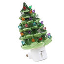 Xmas Tree Night Light Ceramic Decorative Plug in Tree Nightlight Xmas Decor for Bedside Tables Study Rooms Living Rooms Green