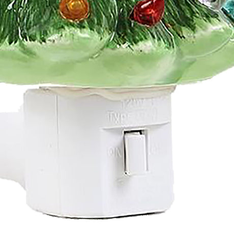 Xmas Tree Night Light Ceramic Decorative Plug in Tree Nightlight Xmas Decor for Bedside Tables Study Rooms Living Rooms Green