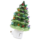 Xmas Tree Night Light Ceramic Decorative Plug in Tree Nightlight Xmas Decor for Bedside Tables Study Rooms Living Rooms Green