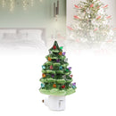 Xmas Tree Night Light Ceramic Decorative Plug in Tree Nightlight Xmas Decor for Bedside Tables Study Rooms Living Rooms Green