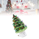 Xmas Tree Night Light Ceramic Decorative Plug in Tree Nightlight Xmas Decor for Bedside Tables Study Rooms Living Rooms Green