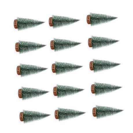 15 Pcs Miniature Xmas Tree White Snow Home Decoration Multi Purpose Desktop Mini Pine Tree for Indoor Party 3.9in