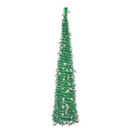 Xmas Tree with Snowmen Green PVC Easy Assembly Space Saving Retractable Foldable Artificial Xmas Tree for Decoration