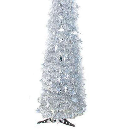 Xmas Tree PVC Star Glitter Festive Foldable Xmas Tree Figurine Decoration for Home Hotel Silver