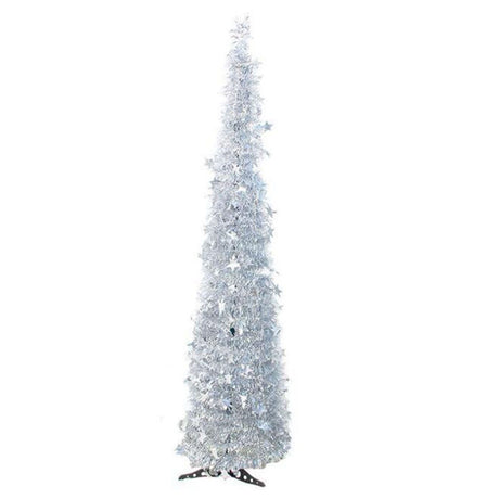 Xmas Tree PVC Star Glitter Festive Foldable Xmas Tree Figurine Decoration for Home Hotel Silver