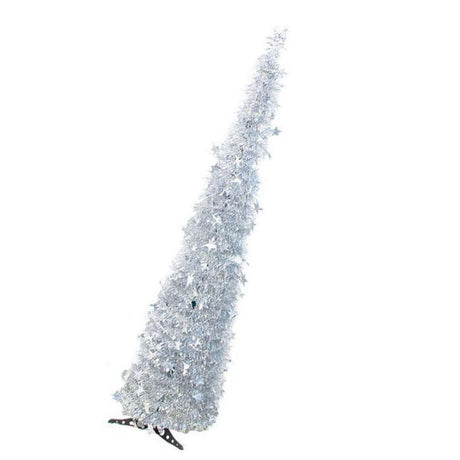 Xmas Tree PVC Star Glitter Festive Foldable Xmas Tree Figurine Decoration for Home Hotel Silver