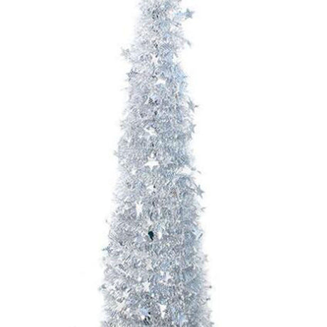 Xmas Tree PVC Star Glitter Festive Foldable Xmas Tree Figurine Decoration for Home Hotel Silver