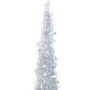 Xmas Tree PVC Star Glitter Festive Foldable Xmas Tree Figurine Decoration for Home Hotel Silver