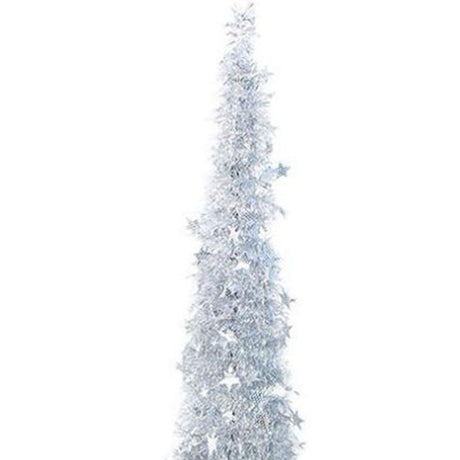 Xmas Tree PVC Star Glitter Festive Foldable Xmas Tree Figurine Decoration for Home Hotel Silver