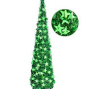 Xmas Tree PVC Star Glitter Festive Foldable Xmas Tree Figurine Decoration for Home Hotel Green