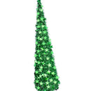 Xmas Tree PVC Star Glitter Festive Foldable Xmas Tree Figurine Decoration for Home Hotel Green