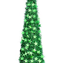 Xmas Tree PVC Star Glitter Festive Foldable Xmas Tree Figurine Decoration for Home Hotel Green