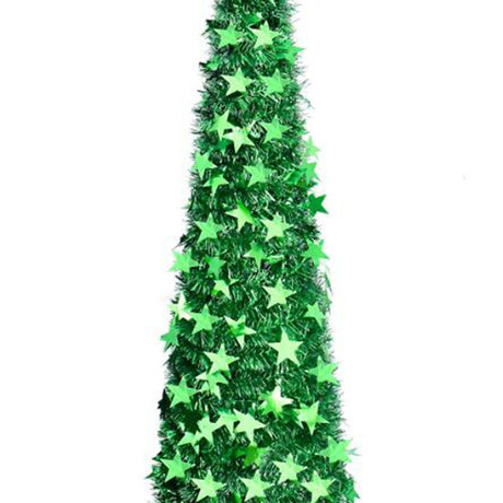 Xmas Tree PVC Star Glitter Festive Foldable Xmas Tree Figurine Decoration for Home Hotel Green