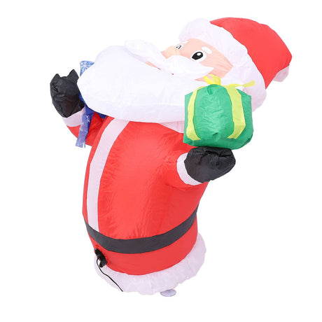 Inflatable Father Xmas with Blower LED Light 210T Polyester Fiber 3.9ft IP44 Water Resistant Father Xmas Broke Out From Window for Decoration EU Plug 220-240V