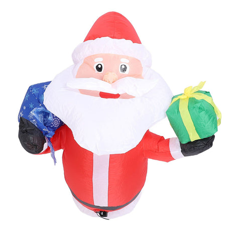Inflatable Father Xmas with Blower LED Light 210T Polyester Fiber 3.9ft IP44 Water Resistant Father Xmas Broke Out From Window for Decoration EU Plug 220-240V