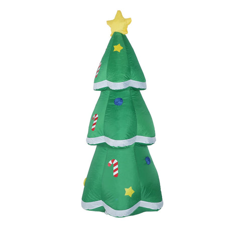 4.9FT Inflatable Xmas Tree LED Lighted 210T Polyester IP44 Water Resistant Blow Up Xmas Tree Yard Decor with Music for Outdoor Lawn Garden Party EU Plug 220 to 240V