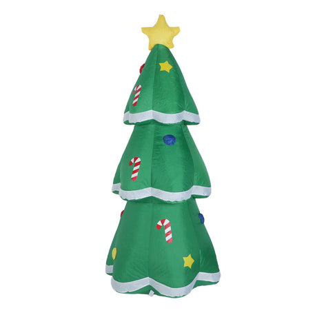 4.9FT Inflatable Xmas Tree LED Lighted 210T Polyester IP44 Water Resistant Blow Up Xmas Tree Yard Decor with Music for Outdoor Lawn Garden Party EU Plug 220 to 240V