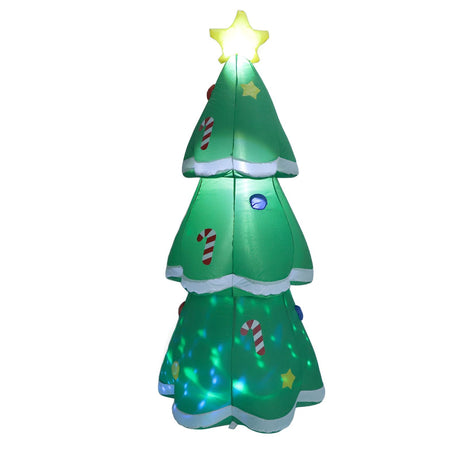 4.9FT Inflatable Xmas Tree LED Lighted 210T Polyester IP44 Water Resistant Blow Up Xmas Tree Yard Decor with Music for Outdoor Lawn Garden Party EU Plug 220 to 240V