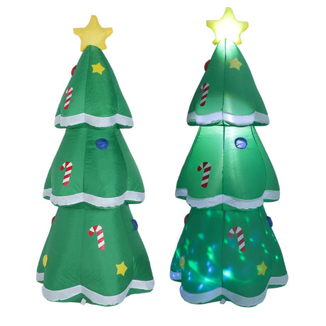 4.9FT Inflatable Xmas Tree LED Lighted 210T Polyester IP44 Water Resistant Blow Up Xmas Tree Yard Decor with Music for Outdoor Lawn Garden Party EU Plug 220 to 240V