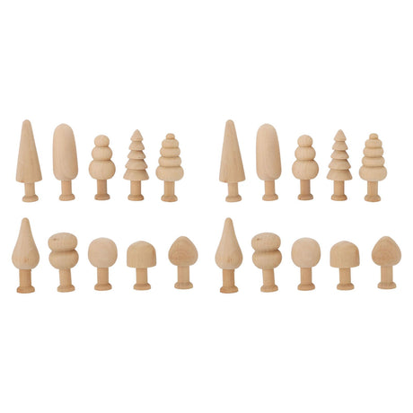2 Set Unfinished Wooden Trees to Paint Mini Blank Peg Xmas Tree Home Holiday Toy Pendant Wood Decoration