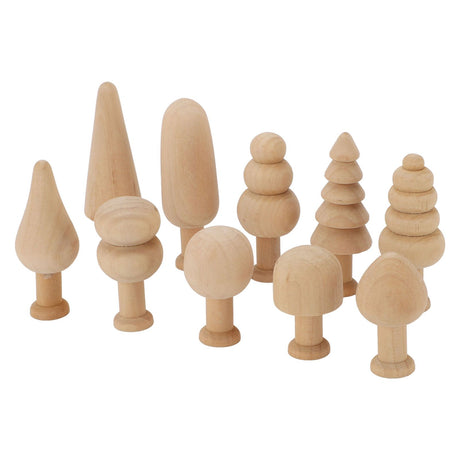 2 Set Unfinished Wooden Trees to Paint Mini Blank Peg Xmas Tree Home Holiday Toy Pendant Wood Decoration