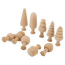 2 Set Unfinished Wooden Trees to Paint Mini Blank Peg Xmas Tree Home Holiday Toy Pendant Wood Decoration