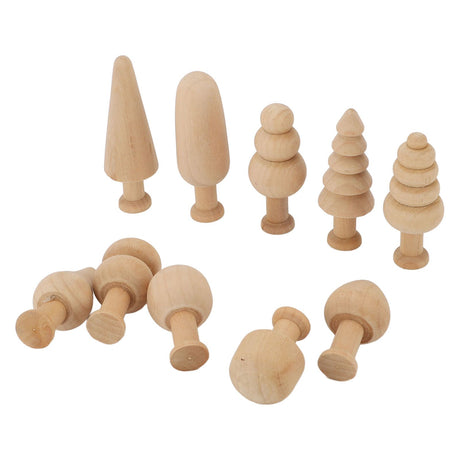 2 Set Unfinished Wooden Trees to Paint Mini Blank Peg Xmas Tree Home Holiday Toy Pendant Wood Decoration