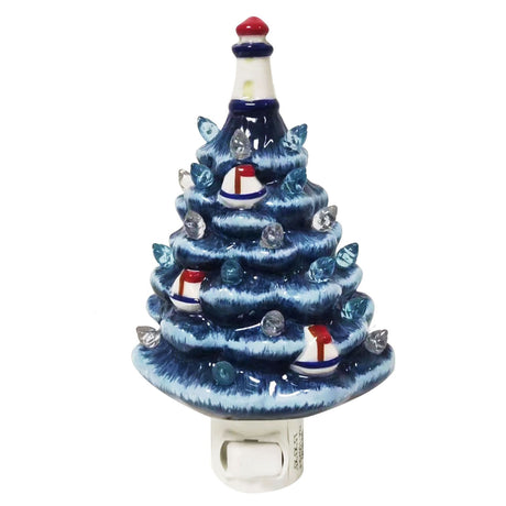 LED Xmas Tree Night Light Warm White Retro Ocean Themed Lighthouse Plug In Xmas Night Light for Holiday Decoration