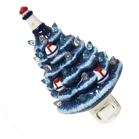 LED Xmas Tree Night Light Warm White Retro Ocean Themed Lighthouse Plug In Xmas Night Light for Holiday Decoration