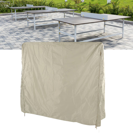 Table Tennis Table Dust Cover 190 Silver Coated Polyester Taffeta Courtyard Patio Waterproof Table Tile Cover with Zipper Beige 155x75x144cm